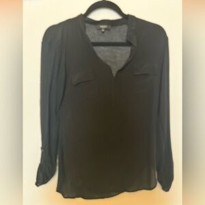 Babaton Black V-Neck Long Sleeve Blouse